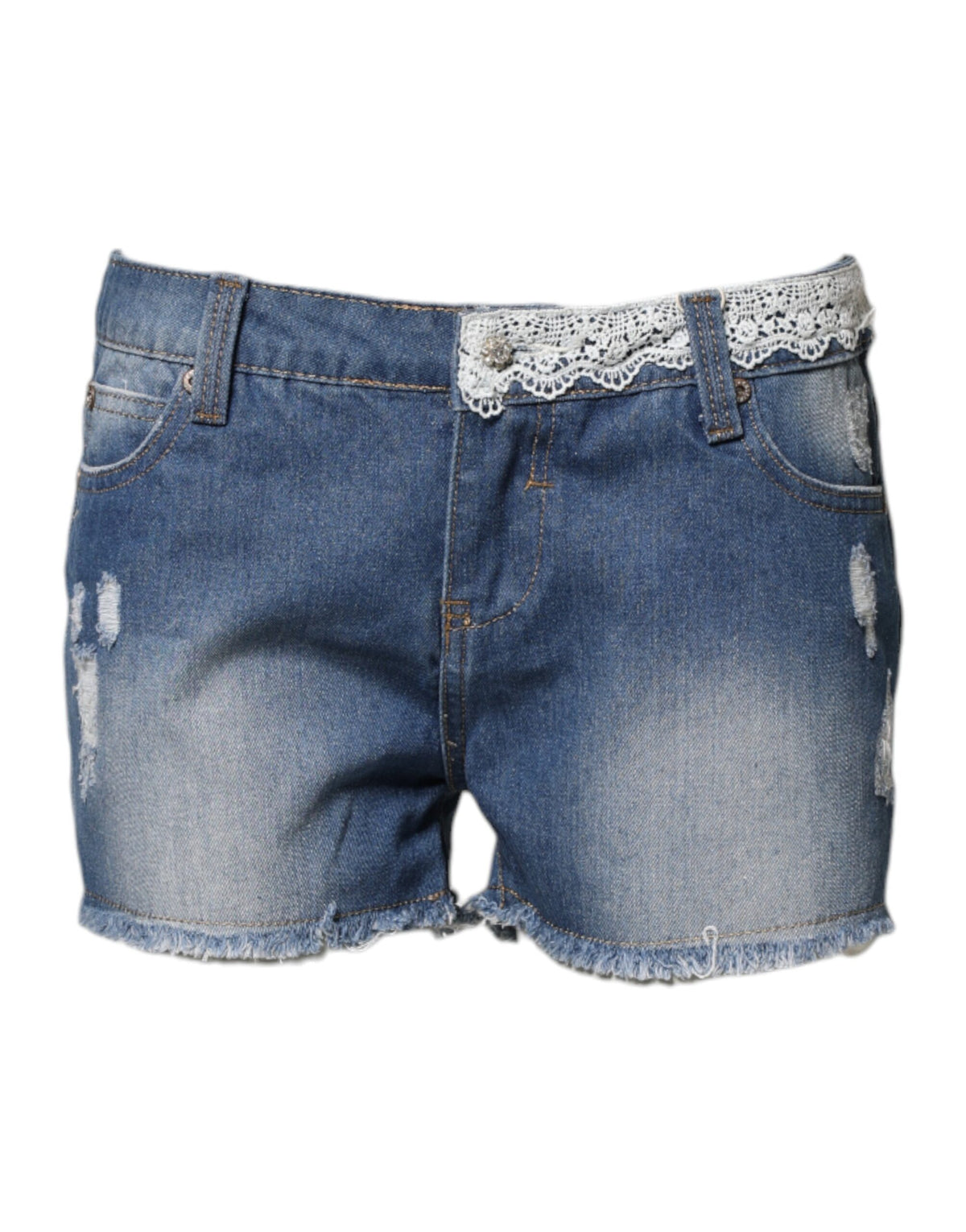 Gio Cellini Women's Low Rise Denim Cotton Shorts - Blue