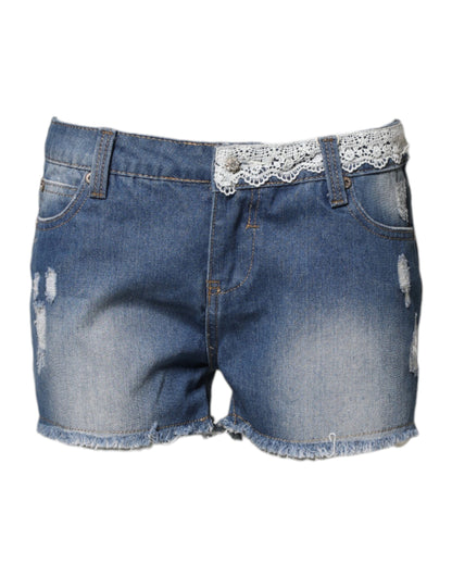 Gio Cellini Women's Low Rise Denim Cotton Shorts - Blue