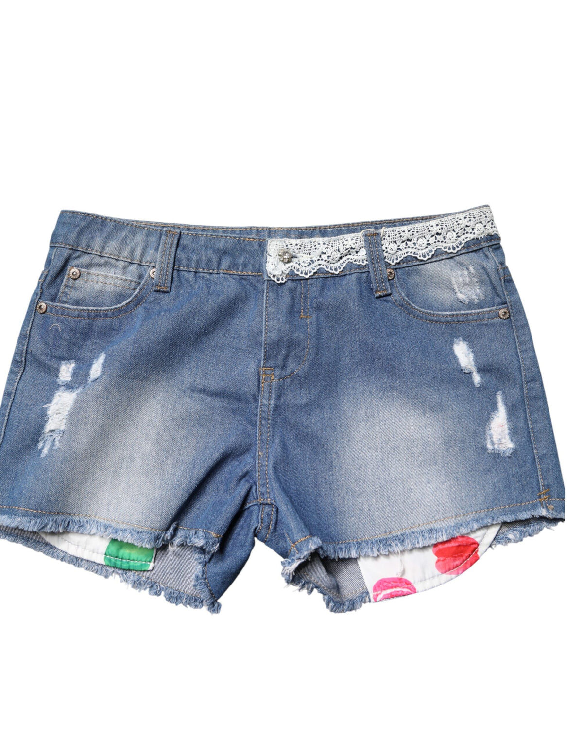 Gio Cellini Women's Low Rise Denim Cotton Shorts - Blue