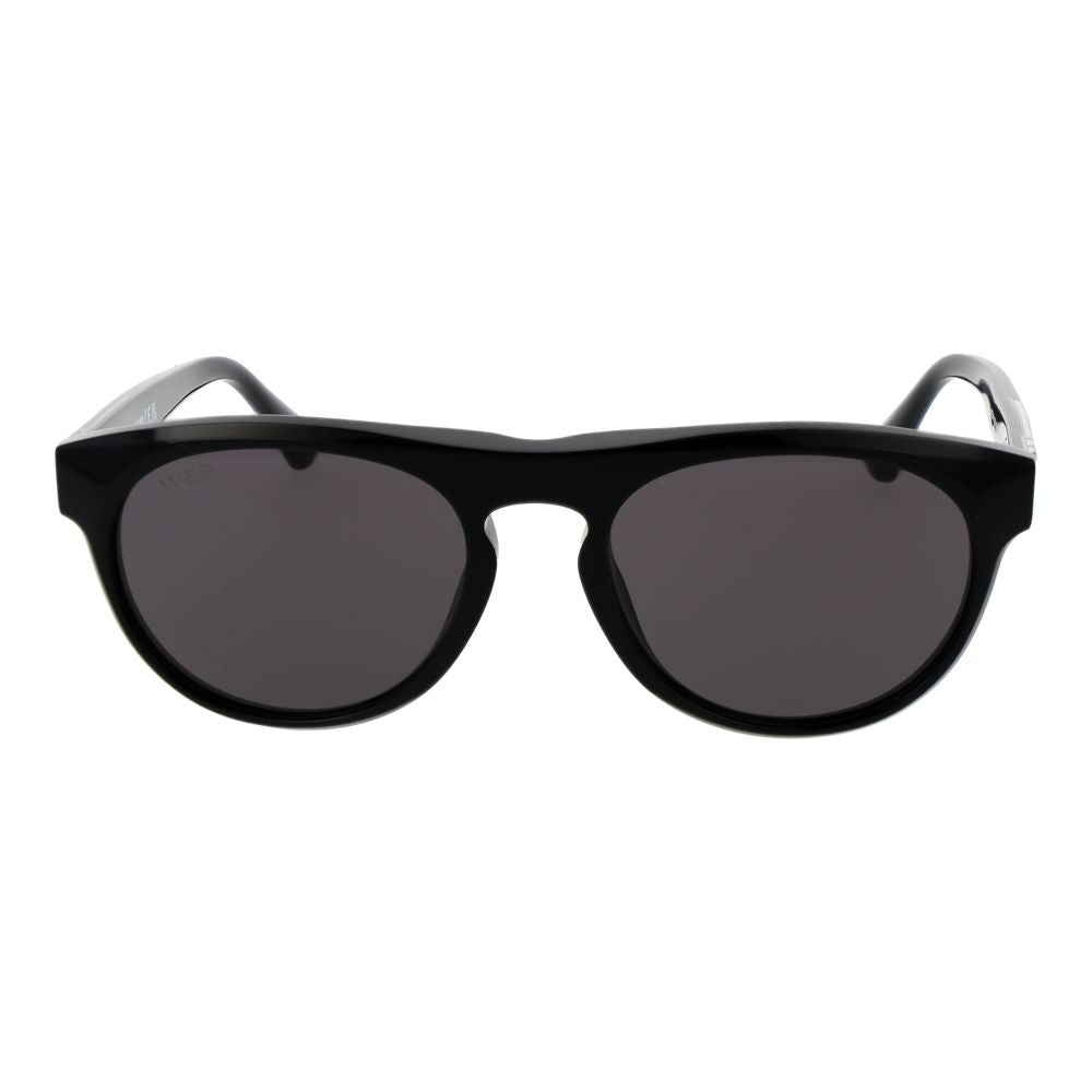 This Sunglasses by Web for men in acetate black presents a sumptuous silhouette, showcasing a sumptuous full-rim round frame design in black coloured frame and high-performance blue-filter category-3-dark-tint lens.