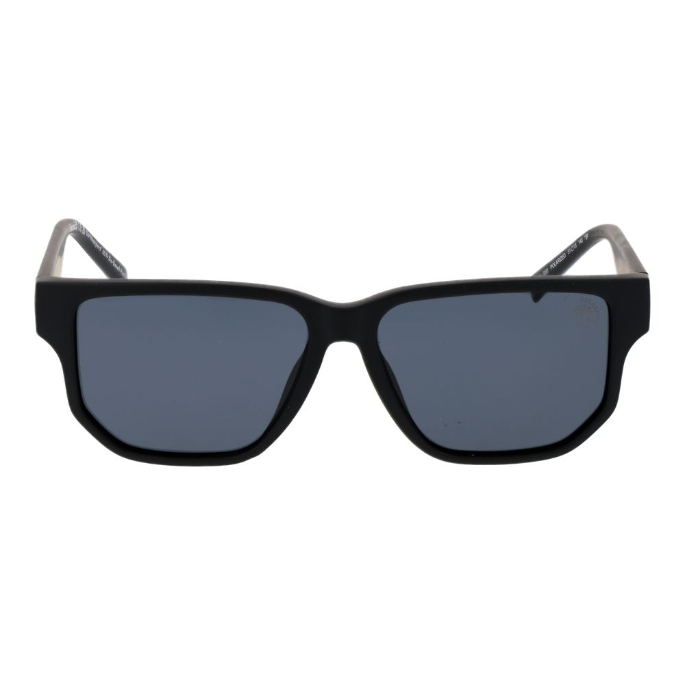 Sunglasses by Timberland for unisex in black features an lustrous rectangle full-rim frame design with black coloured frame detailing and polarized category-3-dark-tint lens for a lustrous aesthetic.
