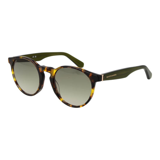 This Sunglasses by Scotch & Soda for unisex in plastic multicolor presents a sumptuous silhouette, showcasing a sumptuous full-rim round frame design in multicolor coloured frame and high-performance gradient category-2-medium-tint lens.