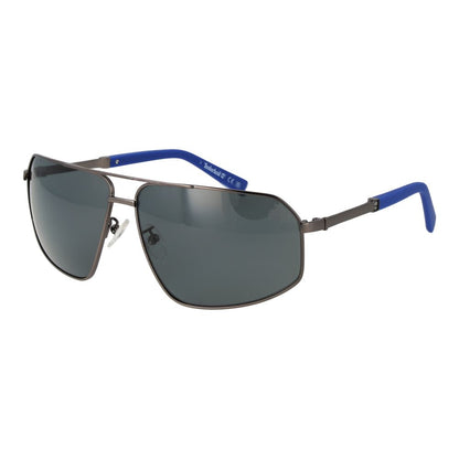Sunglasses by Timberland for men in gray features an lustrous aviator full-rim frame design with gunmetal coloured frame detailing and polarized category-3-dark-tint lens for a lustrous aesthetic.