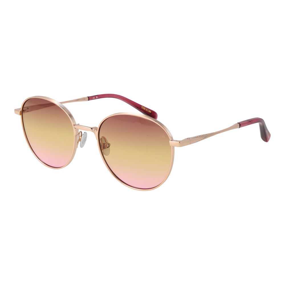 Sunglasses by Scotch & Soda for women in metal rose-gold showcases a ethereal silhouette, featuring rose-gold coloured frame full-rim panto frame design with gradient category-1-light-tint lens for a ethereal finish.
