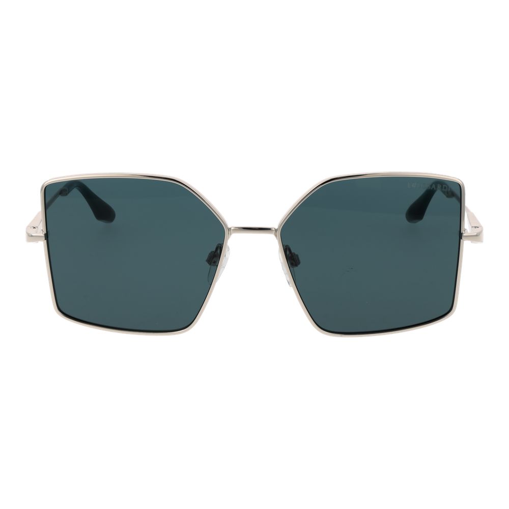 Sunglasses by Trussardi for women in metal and silver featuring an opulent full-rim frame design with a sophisticated silver coloured frame finish and high-performance non-polarized category-3-dark-tint lens.
