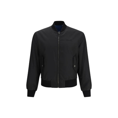 Bomber Jacket by Versace for men in polyamide viscose black & signature features a city-ready silhouette, detailed with pockets and a city-ready .
