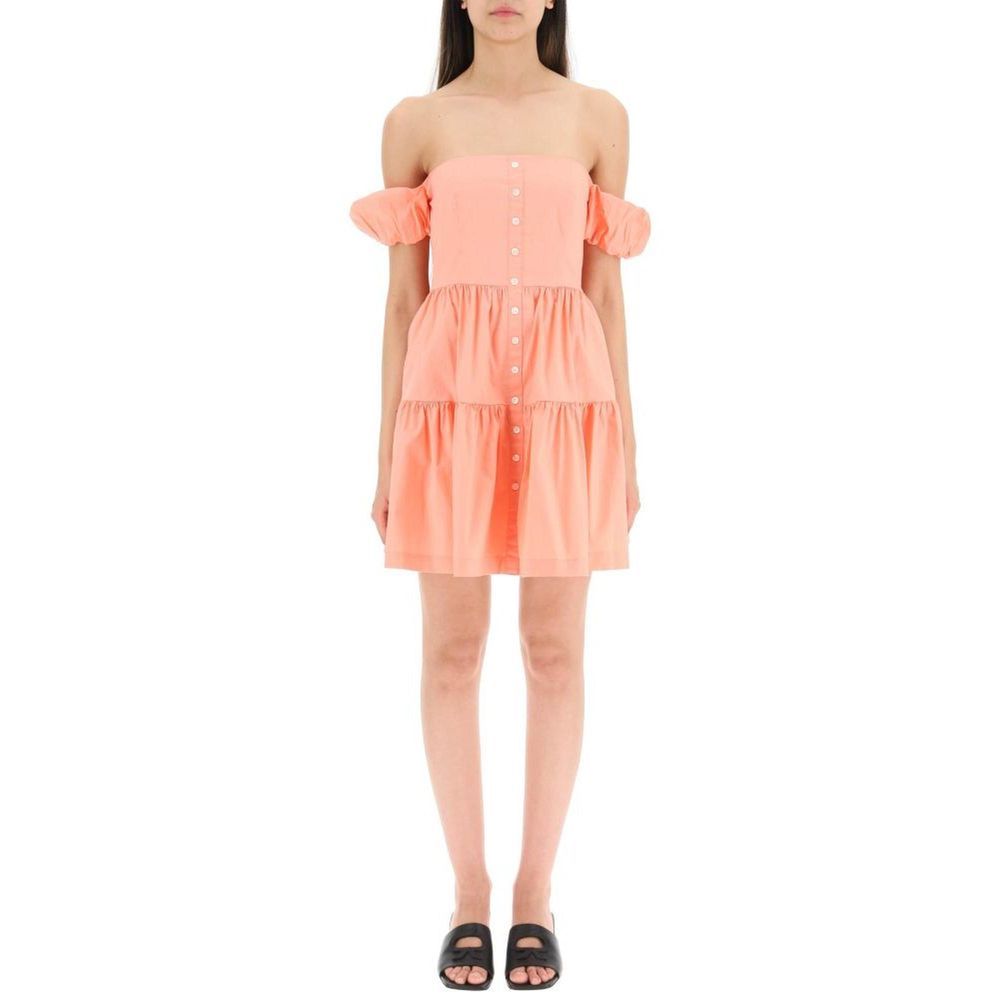 Dress by Staud for women in cotton orange features an sultry silhouette defined by a and , falling to an sultry short mini for a sultry look.