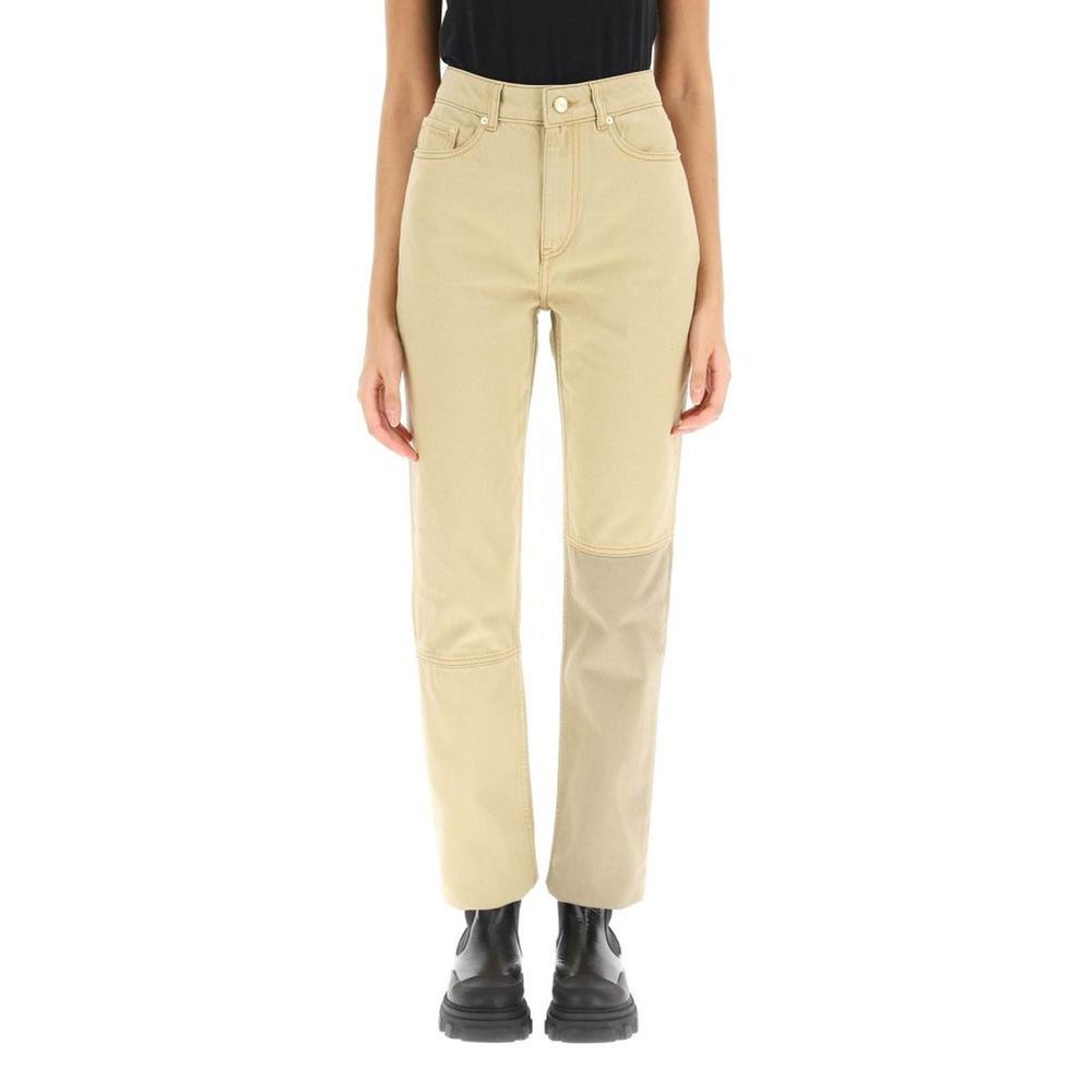 Jeans by Ganni for women in organic cotton denim brown presents a tailored silhouette, showcasing a tailored and long cut with a refined for a truly tailored aesthetic.