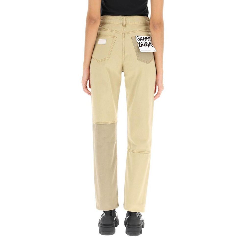 Jeans by Ganni for women in organic cotton denim brown features an refined tailoring silhouette, showcasing a premium with a and long cut for a refined tailoring look.