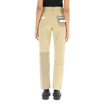 Jeans by Ganni for women in organic cotton denim brown features an refined tailoring silhouette, showcasing a premium with a and long cut for a refined tailoring look.