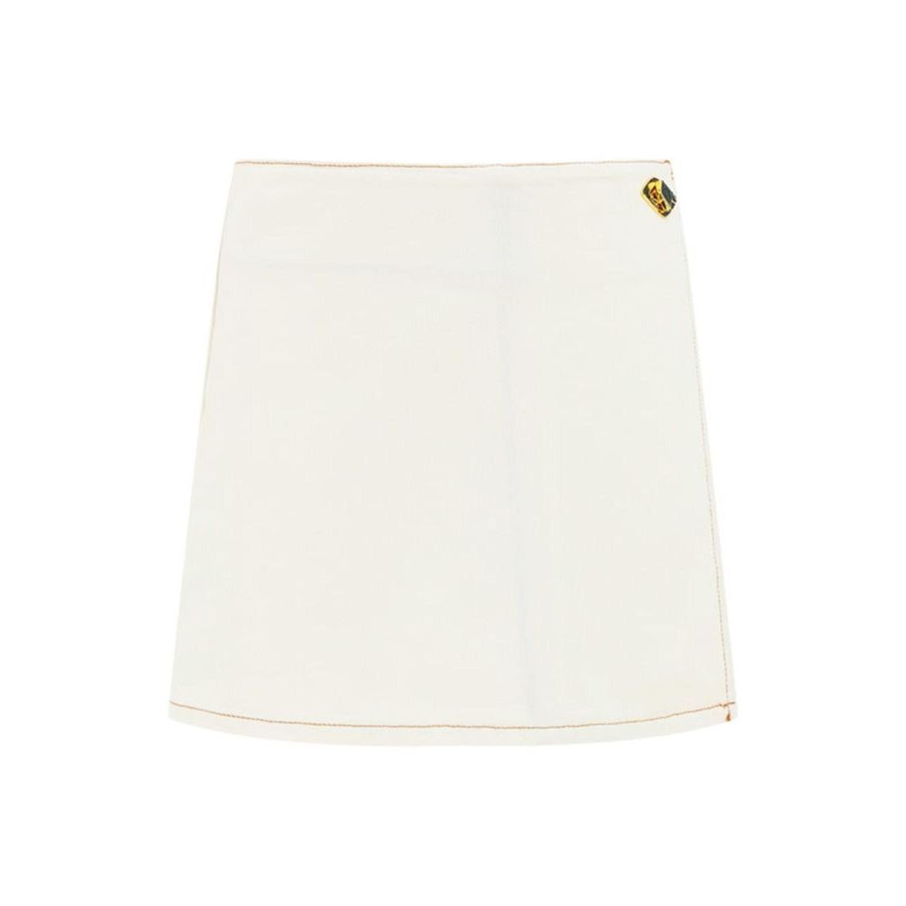 Skirt by Ganni for women in cotton white features an tailored silhouette, artfully capturing the essence of Women's Cotton Skirt in a sophisticated mini.