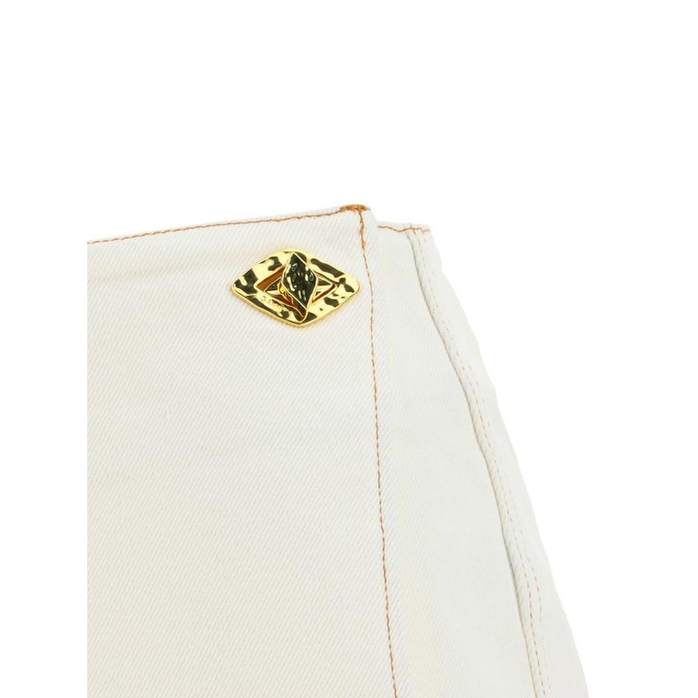 Skirt by Ganni for women in cotton white features a sublime silhouette, showcasing the sublime design of the Women's Cotton Skirt in a sophisticated mini.