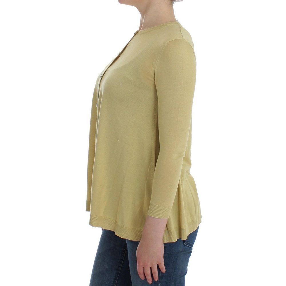 Cardigan by Dolce & Gabbana for women in silk & crystal yellow features an impeccable silhouette, showcasing a sophisticated crew neckline and detail for a truly impeccable finish.