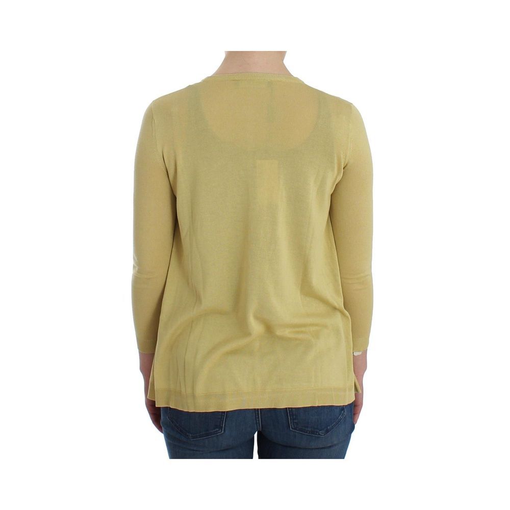 Cardigan by Dolce & Gabbana for women in silk & crystal yellow features a nuanced silhouette with a refined and nuanced detailing for a sophisticated look.