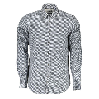 Shirt by Harmont & Blaine for men in cotton blue & patterned features an polished silhouette, showcasing a sophisticated button-down-collar neckline and long-sleeve detail for a truly polished finish.