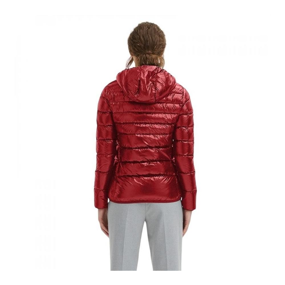 Hooded Puffer Jacket by Centogrammi for women in nylon fabric red features an on trend silhouette, showcasing refined pockets, hooded, insulated & windproof and a sophisticated for a truly on trend finish.
