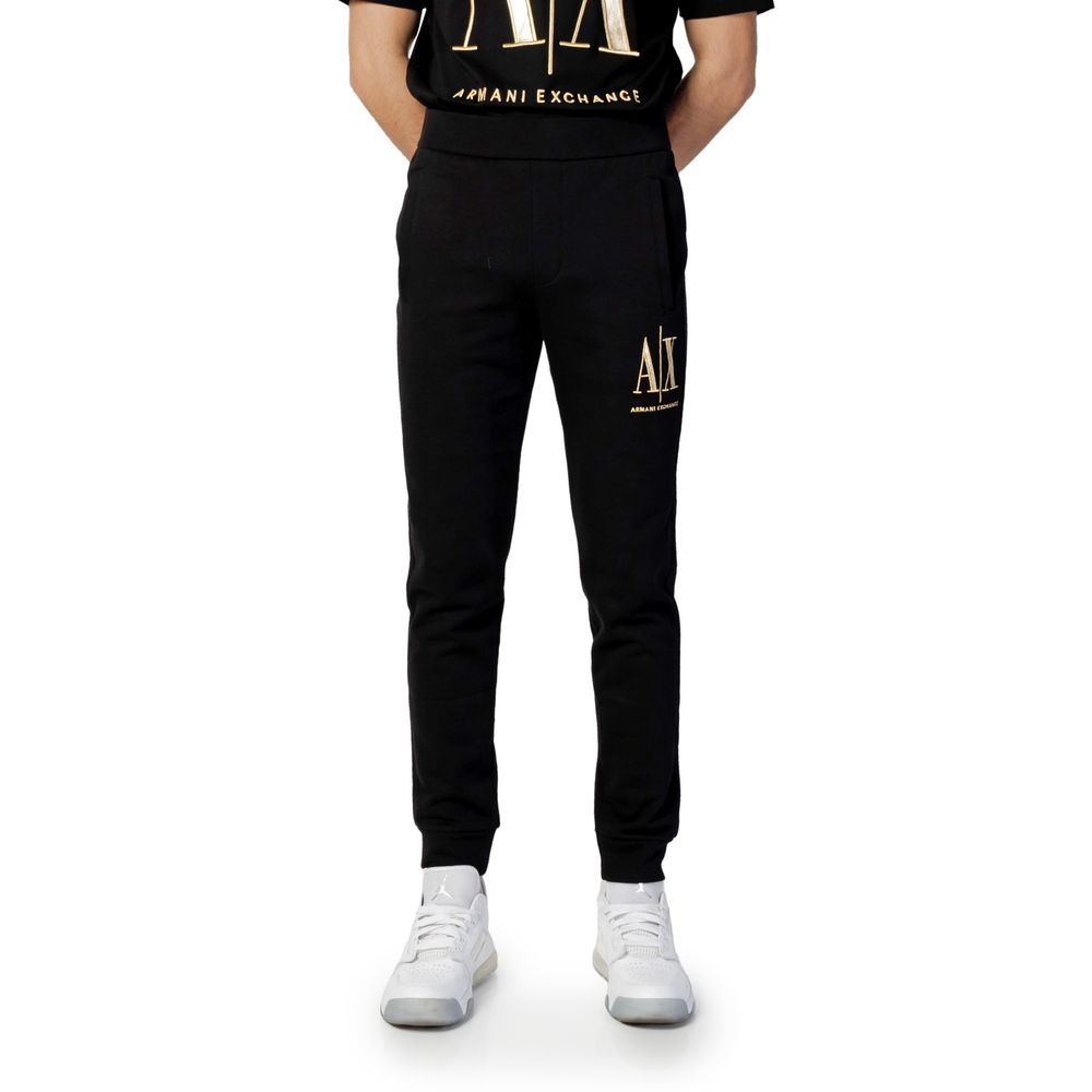 Trousers by Armani Exchange for men in cotton black, patterned & print presents a perennial silhouette, meticulously tailored with a athletic cut, long finish, and an elegant .