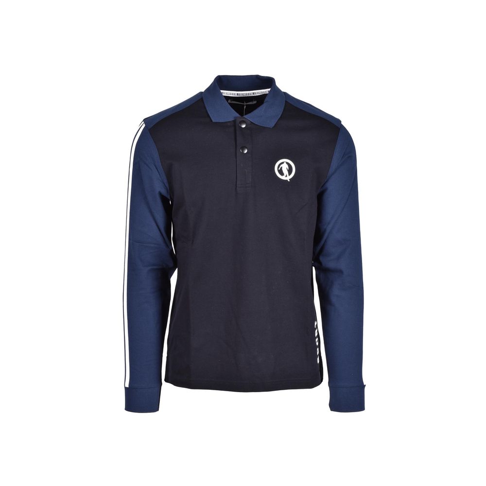 Polo Shirt by Bikkembergs for men in cotton blue & patterned presents a distinguished silhouette, showcasing a sophisticated and distinguished long-sleeve for a truly distinguished finish.