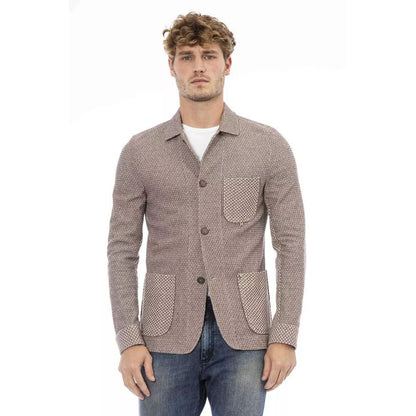 This Blazer by Distretto12 for men in stretch poly cotton & linen beige presents a tailored silhouette, meticulously tailored with a tailored and distinctive for a tailored finish.