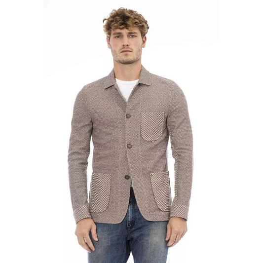 This Blazer by Distretto12 for men in stretch poly cotton & linen beige presents a tailored silhouette, meticulously tailored with a tailored and distinctive for a tailored finish.