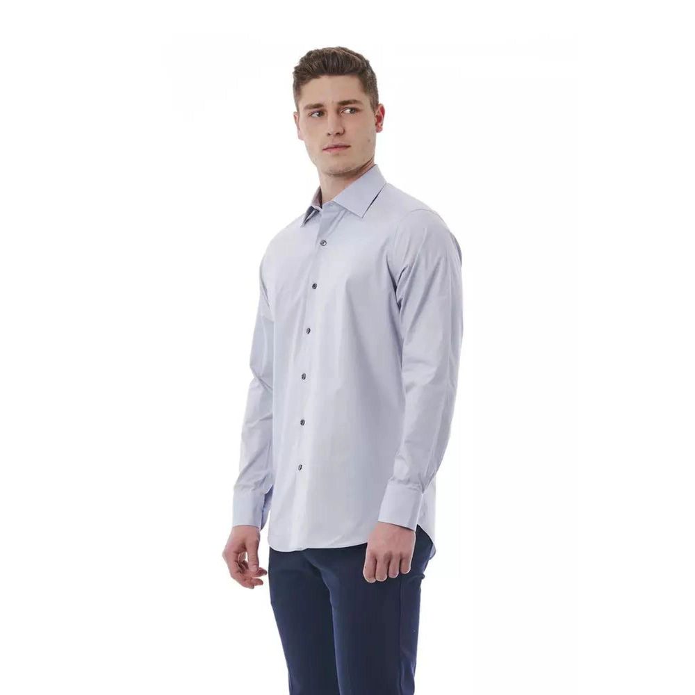 Dress Shirt by Bagutta for men in cotton gray showcases a sharp silhouette, elegantly detailed with a sharp and sharp .