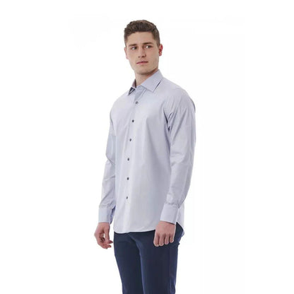 Dress Shirt by Bagutta for men in cotton gray showcases a sharp silhouette, elegantly detailed with a sharp and sharp .