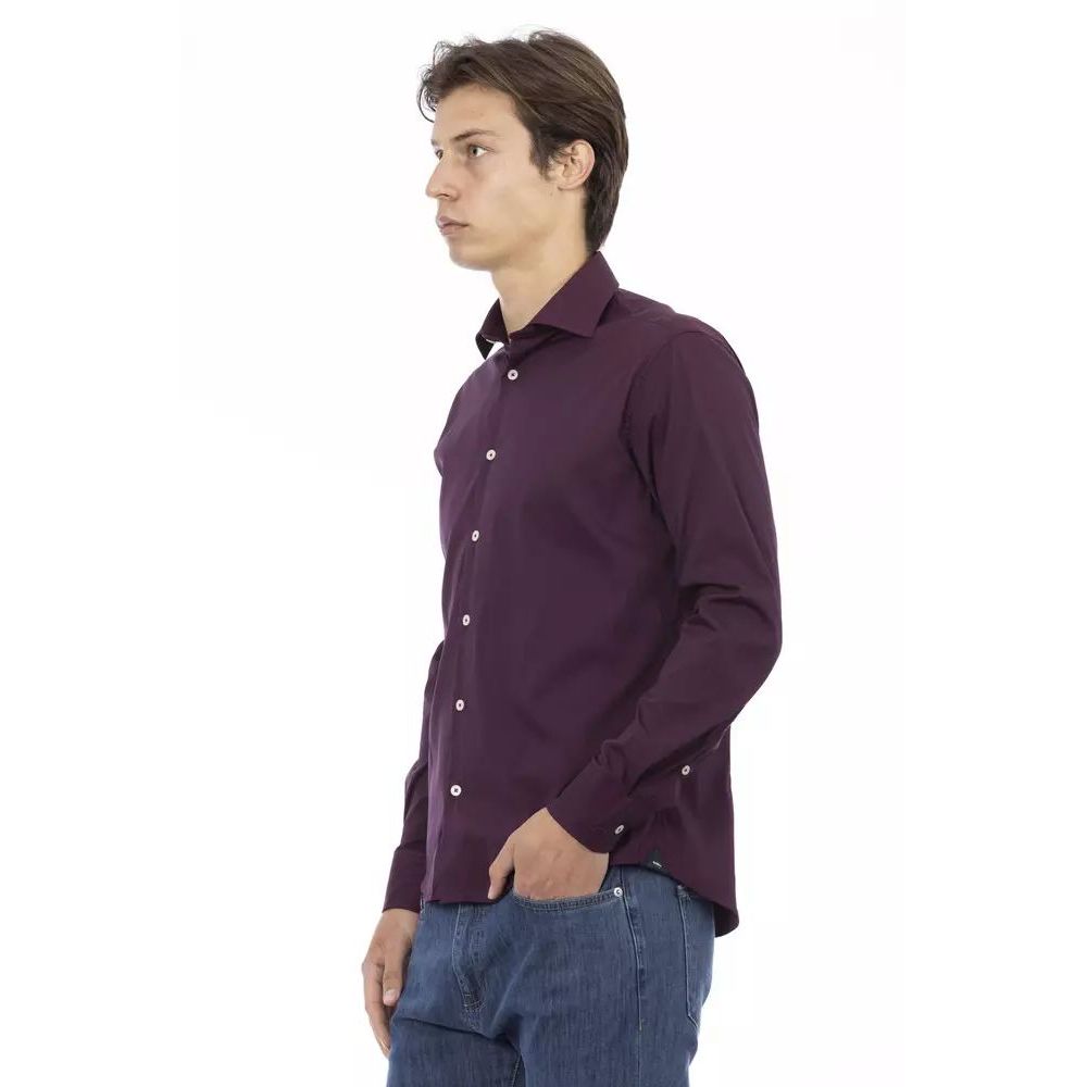Dress Shirt by Baldinini Trend for men in stretch polyamide cotton bordeaux presents a discerning silhouette, showcasing a sophisticated and for a truly discerning finish.