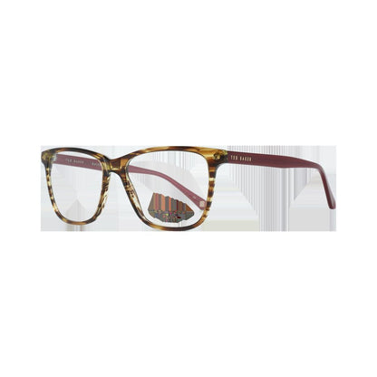 Eyeglasses Frames by Ted Baker for women in silk & polyester brown features an refined silhouette, showcasing a sophisticated brown coloured frame and refined for a refined look.