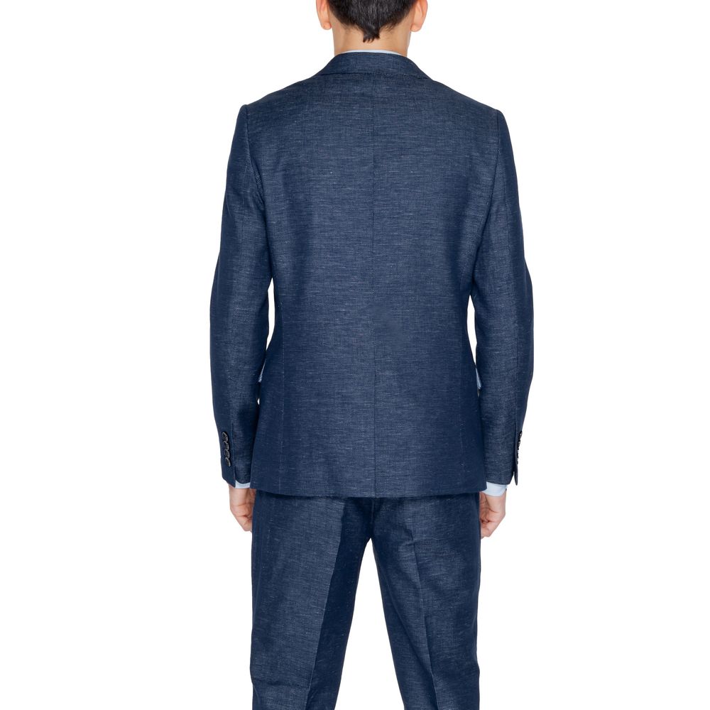 Blazer by Antony Morato for men in linen & cotton blue & patterned features an sartorial silhouette, showcasing a sophisticated and sartorial for a truly sartorial finish.