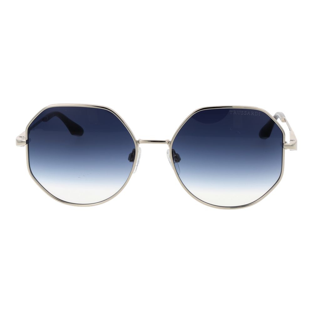 Trussardi Rectangle Gradient Dark-Tint Metal Sunglasses - Silver