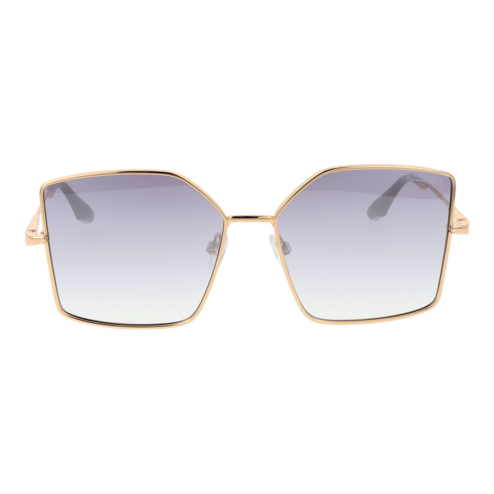 Sunglasses by Trussardi for women in metal and gold presents a sumptuous silhouette, featuring gold coloured frame and butterfly full-rim frame design with gradient category-2-medium-tint lens for a sumptuous look.
