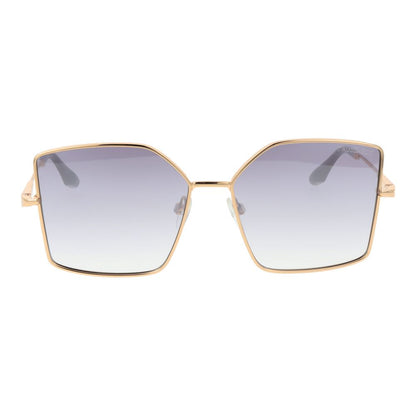 Sunglasses by Trussardi for women in metal and gold presents a sumptuous silhouette, featuring gold coloured frame and butterfly full-rim frame design with gradient category-2-medium-tint lens for a sumptuous look.