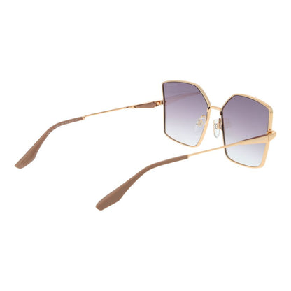 Sunglasses by Trussardi for women in metal gold features a sumptuous silhouette, showcasing a sumptuous butterfly full-rim frame design in gold coloured frame with high-performance gradient category-2-medium-tint lens.
