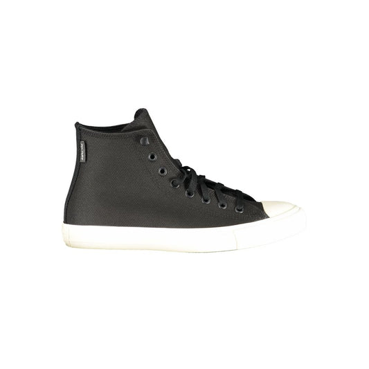 Sneakers by Converse for men in polyester rubber leather black presents a sumptuous silhouette as Men's High Top Polyester Rubber Leather Sneakers, expertly defined by a sumptuous high-top style for a sumptuous, high-fashion look.