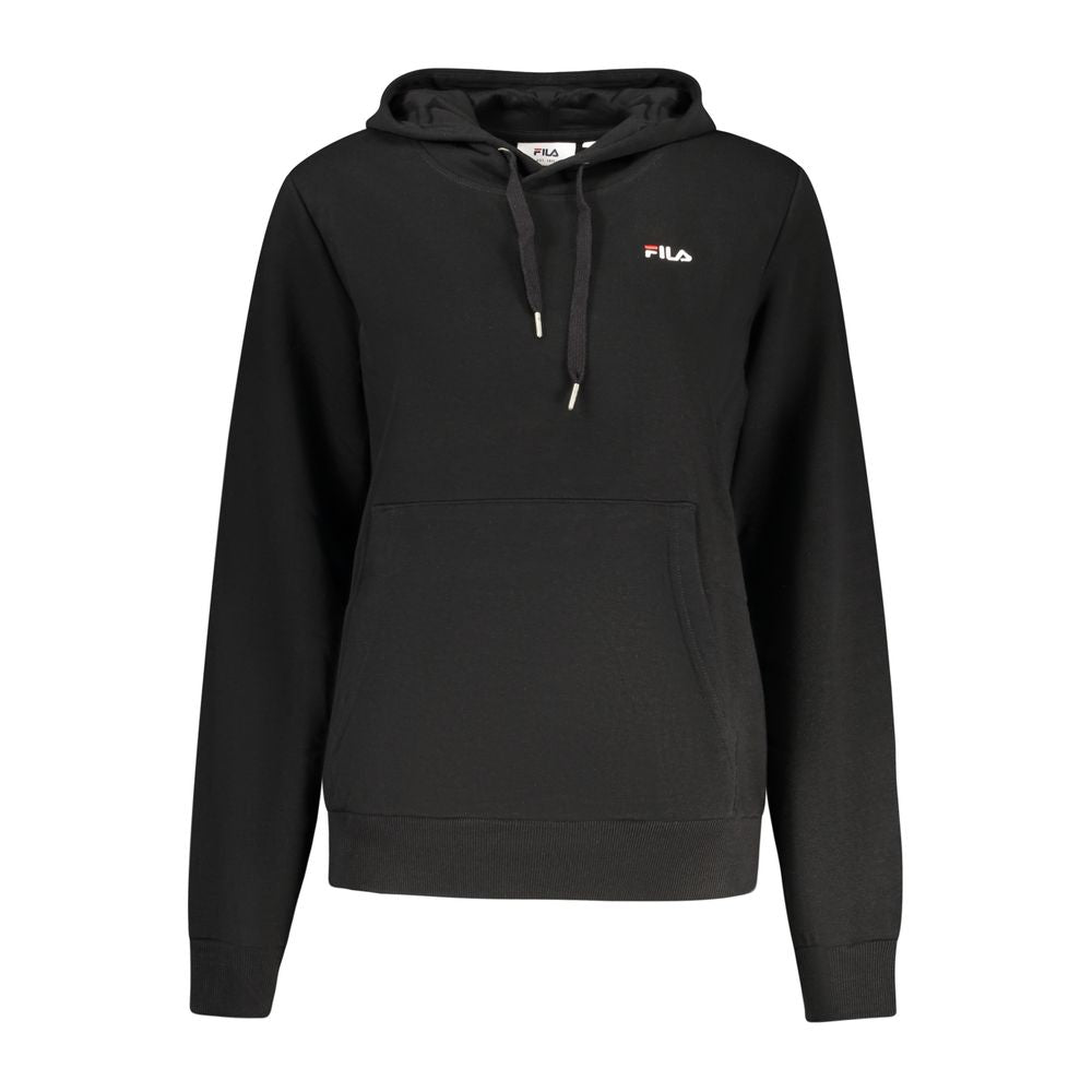 Hooded Sweatshirt Hoodie by Fila for women in organic cotton & polyester black features a slouchy chic silhouette, detailed with a slouchy chic and a signature hooded neckline for an elevated aesthetic.