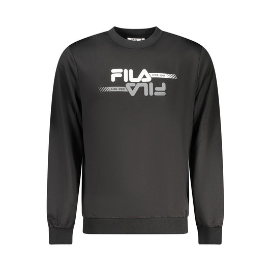 Sweatshirt by Fila for men in cashmere lana wool blend black features an enviable silhouette, showcasing a premium and refined wrap neckline for a truly enviable finish.