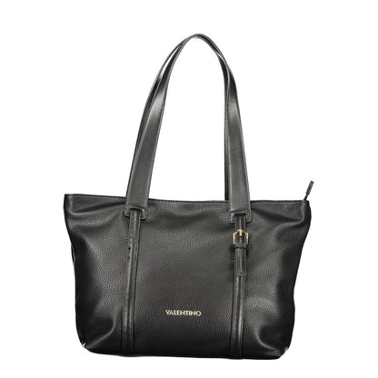 Shoulder Handbag by Mario Valentino for women in polyethylene black features a ornamental silhouette, showcasing a secure zipper, ample internal-pockets, and ornamental shoulder-strap & handle for a sophisticated look.