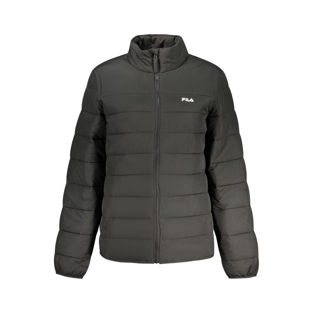 Windbreaker Jacket by Fila for women in polyester black & print showcases a modern silhouette, integrating pockets & windproof and a modern for a sophisticated finish.