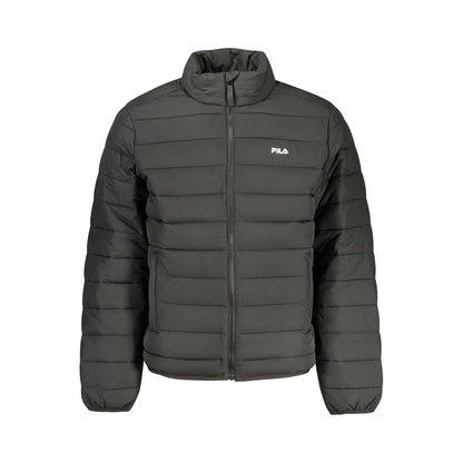Overcoat by Fila for men in polyester black & print features an voluminous silhouette, showcasing distinct pockets and a voluminous for a truly voluminous aesthetic.