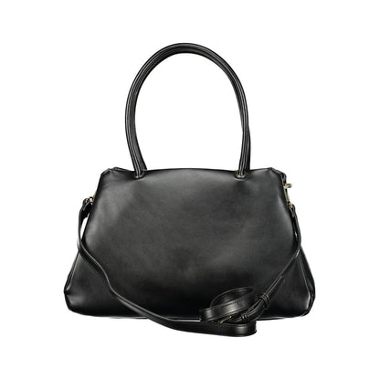 This Handbag by Mario Valentino for women in polyethylene and black presents a sculptural silhouette featuring a secure snap & zipper, ample document-holder, external-pockets & internal-pockets, and versatile shoulder-strap, adjustable-strap & handle for a sculptural finish.