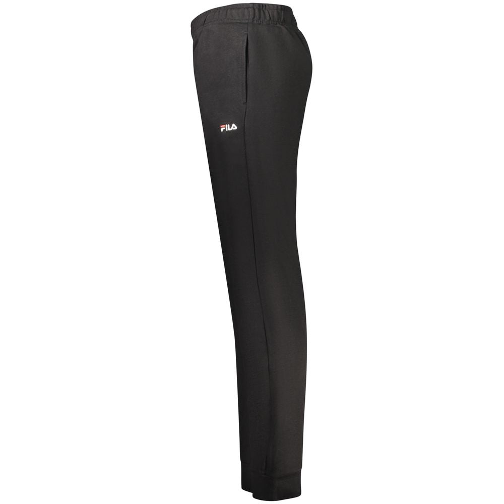 Joggers by Fila for men in organic cotton black presents a tailored silhouette, showcasing a tailored and long cut with a refined for a truly tailored aesthetic.