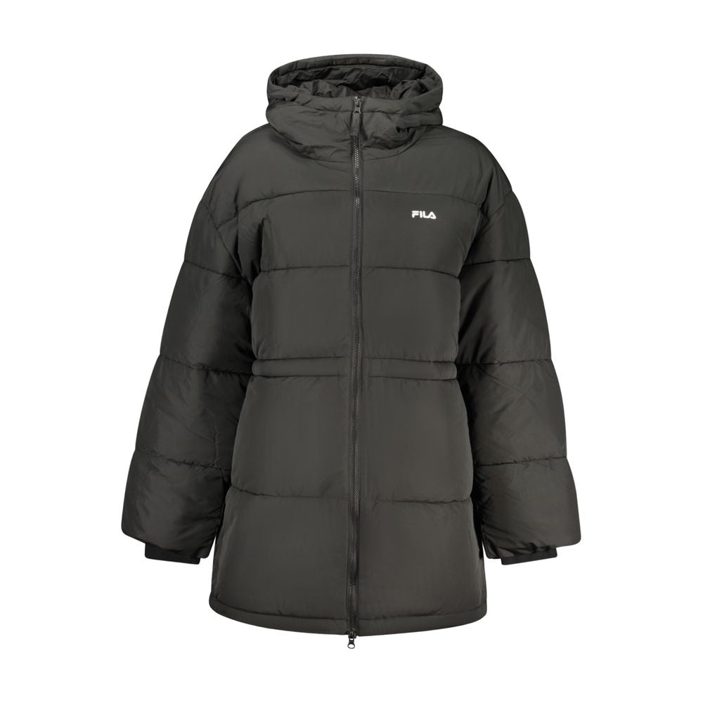 Windbreaker Jacket by Fila for women in stretch polyester cotton black, blue & signature showcases a urban chic silhouette, detailed with a urban chic and functional windproof for a polished finish.
