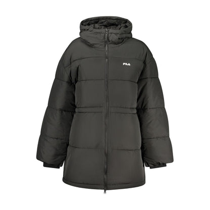Windbreaker Jacket by Fila for women in stretch polyester cotton black, blue & signature showcases a urban chic silhouette, detailed with a urban chic and functional windproof for a polished finish.