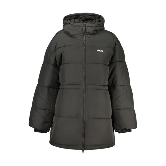 Windbreaker Jacket by Fila for women in stretch polyester cotton black, blue & signature showcases a urban chic silhouette, detailed with a urban chic and functional windproof for a polished finish.