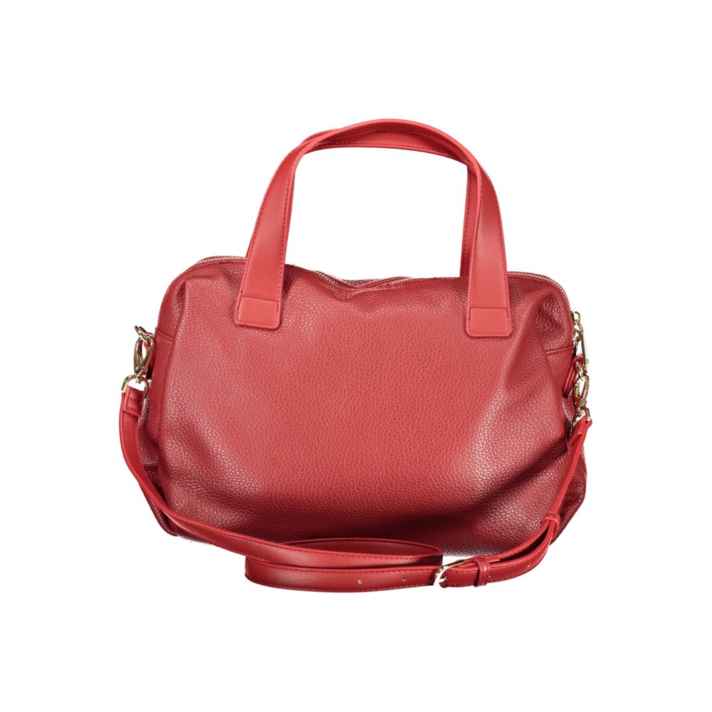 Handbag by Mario Valentino for women in polyethylene red presents a ornamental silhouette, showcasing a secure zipper, ample internal-pockets, and versatile shoulder-strap, handle & adjustable-strap for a ornamental finish.
