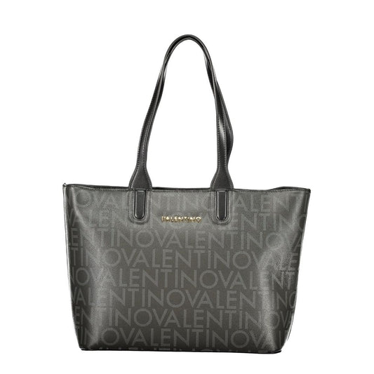 Handbag by Mario Valentino for women in polyethylene black & signature presents a ornamental silhouette, showcasing a secure zipper, ample internal-pockets, and versatile handle for a ornamental finish.
