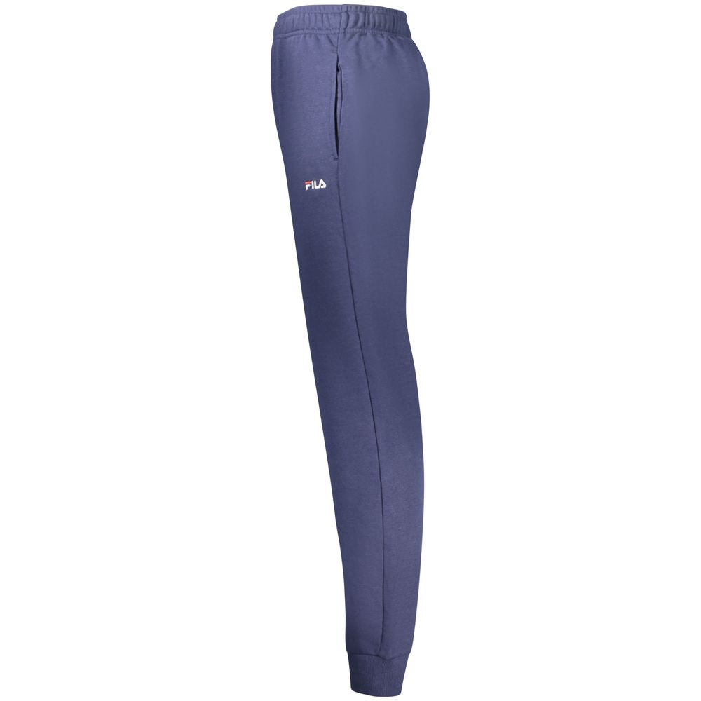Joggers by Fila for men in organic cotton blue presents a tailored silhouette, showcasing a tailored and long cut with a refined for a truly tailored aesthetic.