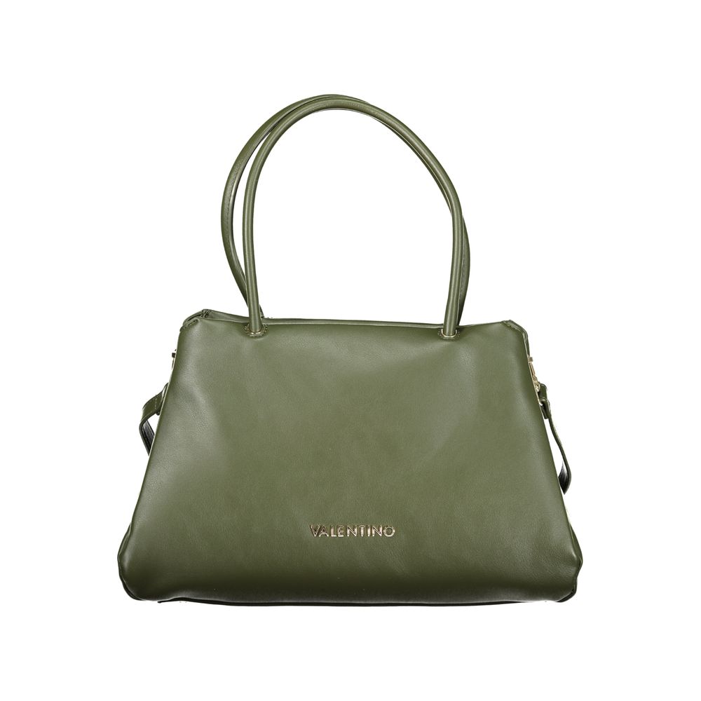 Handbag by Mario Valentino for women in polyethylene green features a signature silhouette, showcasing a secure snap & zipper and signature document-holder, external-pockets & internal-pockets with versatile shoulder-strap, adjustable-strap & handle for a sophisticated look.