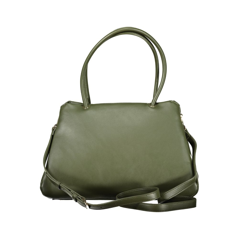 Handbag by Mario Valentino for women in polyethylene green features a ornamental silhouette, showcasing a secure snap & zipper, ample document-holder, external-pockets & internal-pockets, and ornamental shoulder-strap, adjustable-strap & handle for a sophisticated look.