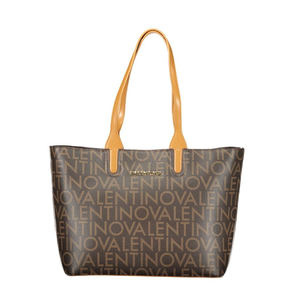 Handbag by Mario Valentino for women in polyethylene brown features an refined silhouette, showcasing a secure zipper, ample internal-pockets, and versatile handle for a sophisticated refined aesthetic.